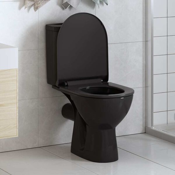 vidaXL Abattant WC &agrave; fermeture en douceur Lib&eacute;ration rapide Noir