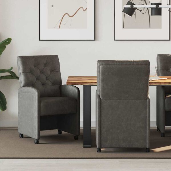 vidaXL Chaises de Salle &agrave; Manger avec Roues 2 pcs Noir 58 x 67 x 97 cm