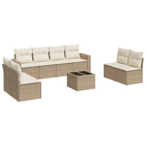 vidaXL Salon de jardin avec coussins 9 pcs beige r&eacute;sine tress&eacute;e