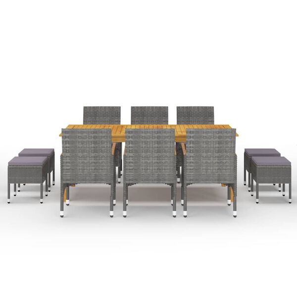vidaXL Ensemble &agrave; manger de jardin 11 pcs Gris