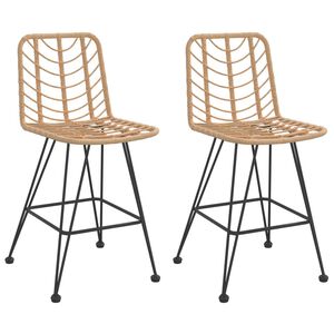 vidaXL Tabourets de bar lot de 2 45x56x103,5cm R&eacute;sine tress&eacute;e et acier