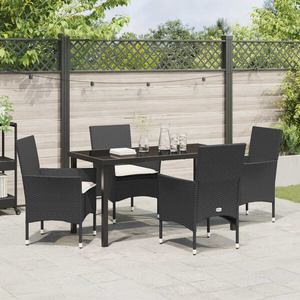 vidaXL Ensemble de salle &agrave; manger pour jardin 5 pcs Noir polyrotin