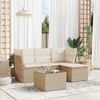 vidaXL Salon de jardin avec coussins 5 pcs beige r&eacute;sine tress&eacute;e