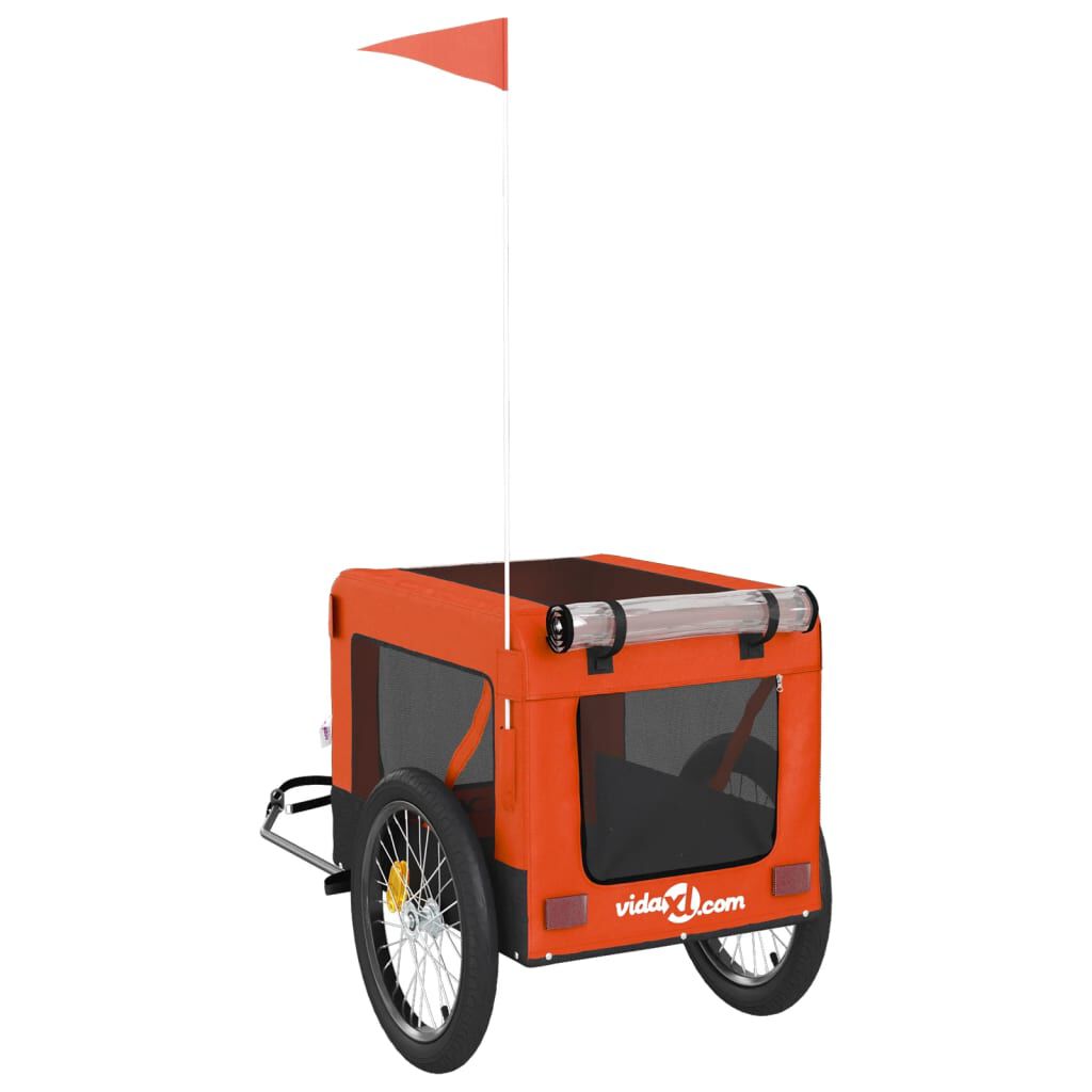 vidaXL Remorque de vélo pour animaux de compagnie orange et noir
