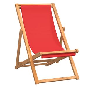 vidaXL Chaise pliante en teck massif rouge