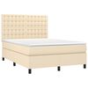 vidaXL Sommier &agrave; lattes de lit avec matelas Cr&egrave;me 140x190 cm Tissu
