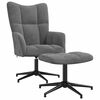 vidaXL Chaise de relaxation avec tabouret Gris fonc&eacute; Velours