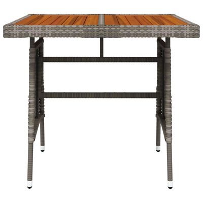 vidaXL Table de jardin Gris 70x70x72 cm Résine tressée et acacia