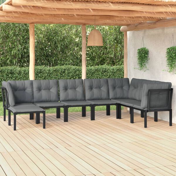 vidaXL Salon de jardin 8 pcs noir et gris r&eacute;sine tress&eacute;e