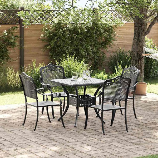 vidaXL Ensemble de tables de jardin 5 pcs Noir Aluminium coul&eacute;