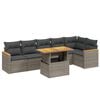 vidaXL Salon de jardin avec coussins 7 pcs gris r&eacute;sine tress&eacute;e