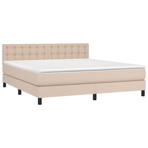 vidaXL Sommier &agrave; lattes de lit avec matelas LED Cappuccino 180x200 cm