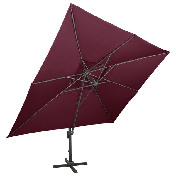 vidaXL Parasol de jardin d&eacute;port&eacute; avec double dessus Bordeaux Rouge 400 x 300 cm
