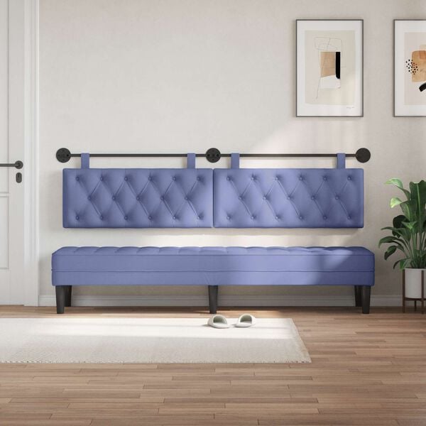 vidaXL T&ecirc;te de lit suspendue Bleu denim 210 x 55 x 7 cm tissu