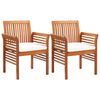 vidaXL Chaises &agrave; manger de jardin et coussins lot de 2 acacia massif