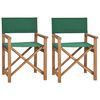 vidaXL Chaises de metteur en sc&egrave;ne lot de 2 Bois de teck massif Vert