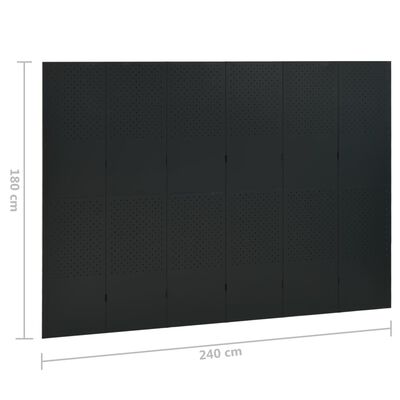 vidaXL Cloison de séparation 6 panneaux Noir 240x180 cm Acier