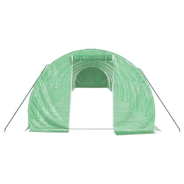 vidaXL Serre avec cadre en acier vert 42 m² 14x3x2 m
