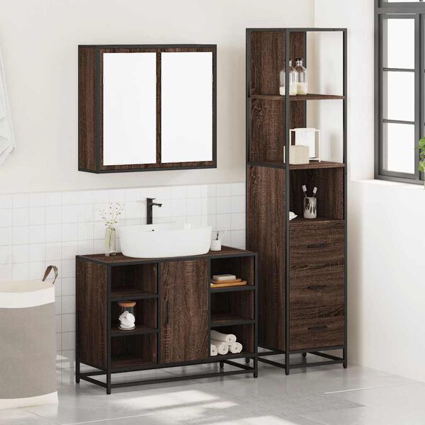 vidaXL Ensemble de meubles de salle de bain 3 pcs Chêne marron