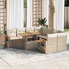 vidaXL Salon de jardin avec coussins 9 pcs beige résine tressée acacia