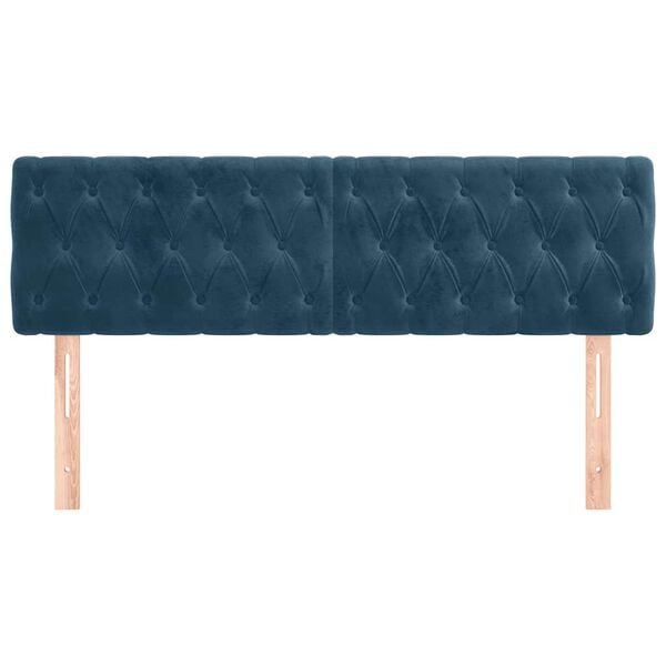 vidaXL T&ecirc;tes de lit 2 pcs Bleu fonc&eacute; 72x7x78/88 cm Velours