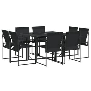 vidaXL Ensemble &agrave; manger de jardin 9 pcs noir textil&egrave;ne