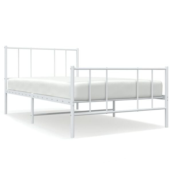 vidaXL Cadre de lit métal sans matelas avec pied de lit blanc 90x200cm