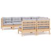 vidaXL Salon de jardin 7 pcs avec coussins gris bois de pin massif