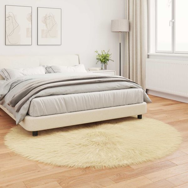 vidaXL Tapis en fausse Tafalla Cr&egrave;me &Oslash; 200 cm Polyester