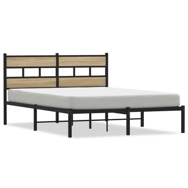 vidaXL Cadre de lit en m&eacute;tal sans matelas ch&ecirc;ne sonoma 140x190 cm