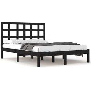 vidaXL Cadre de lit sans matelas noir 200x200 cm bois massif