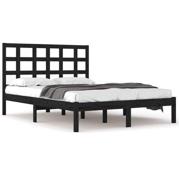 vidaXL Cadre de lit sans matelas noir 200x200 cm bois massif