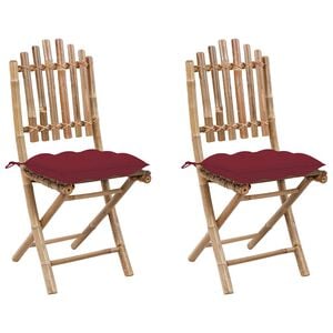 vidaXL Chaises pliantes (lot de 2) avec coussins en bambou
