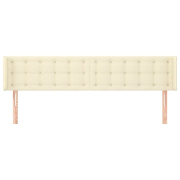 vidaXL T&ecirc;te de lit avec oreilles Cr&egrave;me 203x16x78/88 cm Similicuir