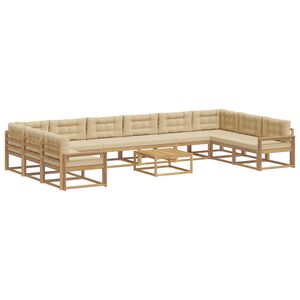 vidaXL Ensemble de canap&eacute;s d'ext&eacute;rieur 11 pc Blanc et Beige