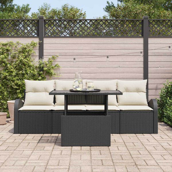 vidaXL Ensemble de canapé de jardin 5 pcs Noir Poly Rattan