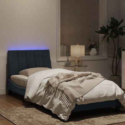 vidaXL Cadre de lit avec lumières LED gris foncé 90x190 cm velours