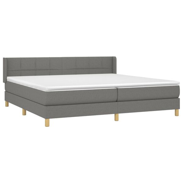 vidaXL Sommier &agrave; lattes de lit avec matelas Gris fonc&eacute; 200x200cm Tissu