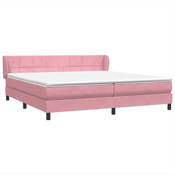 vidaXL Sommier &agrave; lattes de lit avec matelas rose 180x220 cm velours