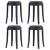 vidaXL Tabourets empilables lot de 4 noir plastique