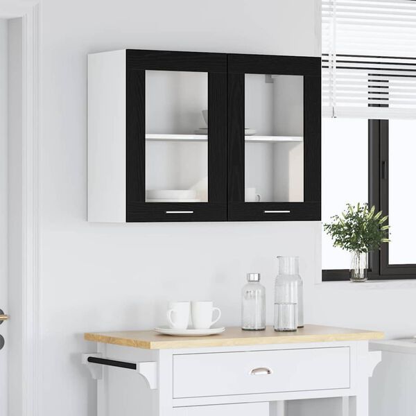 vidaXL Armoire suspendue avec &eacute;tag&egrave;re Lyon Ch&ecirc;ne noir 80 x 31 x 60 cm