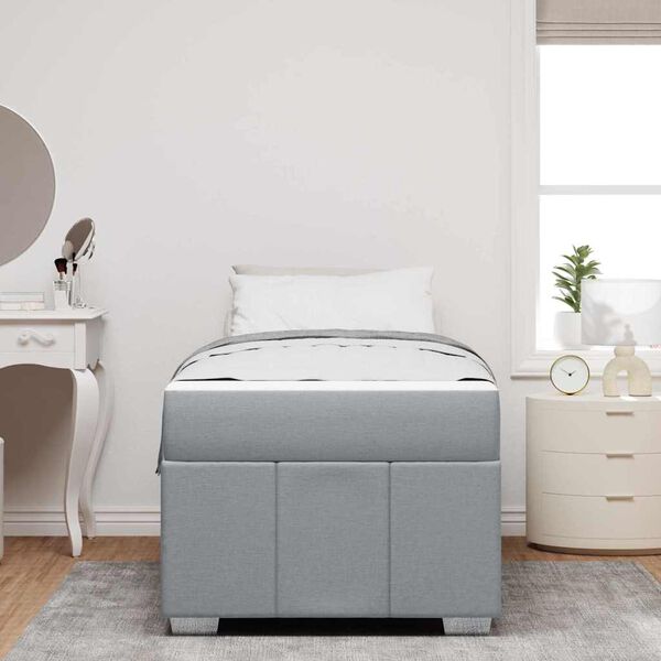 vidaXL Cadre de lit avec matelas Gris clair 90 x 190 cm tissu