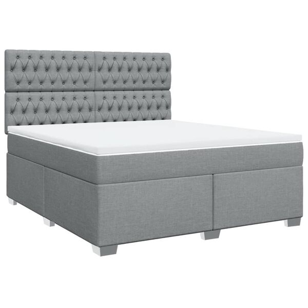 vidaXL Sommier &agrave; lattes de lit avec matelas Gris clair 180x200cm Tissu