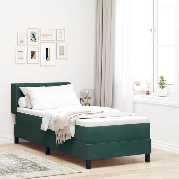 vidaXL Lit &agrave; ressorts avec matelas Vert fonc&eacute; 200 x 80 cm Velours