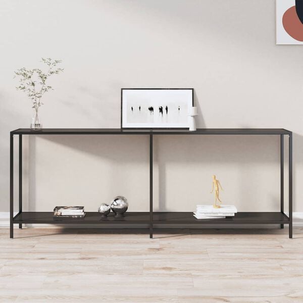 vidaXL Table console Noir 200x35x75,5 cm Verre tremp&eacute;