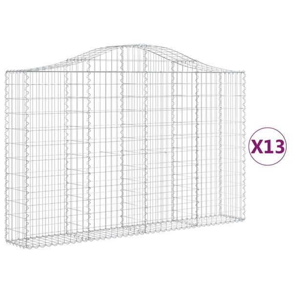 vidaXL Paniers à gabions arqués 13 pcs 200x30x120/140 cm Fer galvanisé