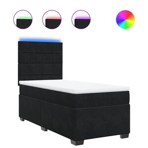 vidaXL Sommier &agrave; lattes de lit et matelas Noir 80x200 cm Velours