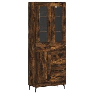 vidaXL Buffet haut Ch&ecirc;ne fum&eacute; 69,5x34x180 cm Bois d'ing&eacute;nierie