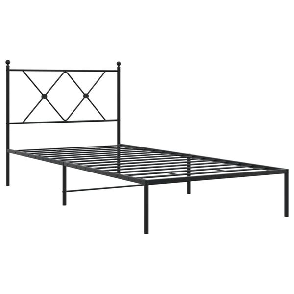 vidaXL Cadre de lit m&eacute;tal sans matelas avec t&ecirc;te de lit noir 90x200 cm