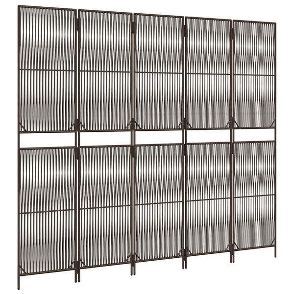 vidaXL Cloison de séparation 5 panneaux marron résine tressée